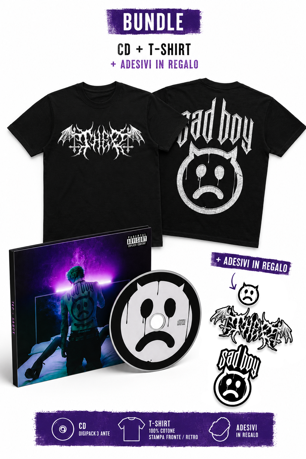 Bundle CD + T-Shirt + Adesivi